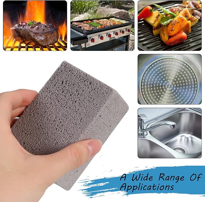 KAYCROWN Grill Griddle Cleaning Brick Block, Grill Cleaning Brick Removing Stains for Flat Top, Sink, BBQ Grill Cleaner, Pumice Griddle Cleaning Stone Griddle Scraper Cleaner, 4 Pack