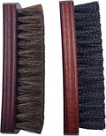 Shoe Cleaning Brush Set of 2 Brushes with Horsehair and Nylon Bristles, 6" Concaved Handle for Premium Grip, Wooden Sneaker Brush for Leather, Boot, Canvas, Sneaker, Textile