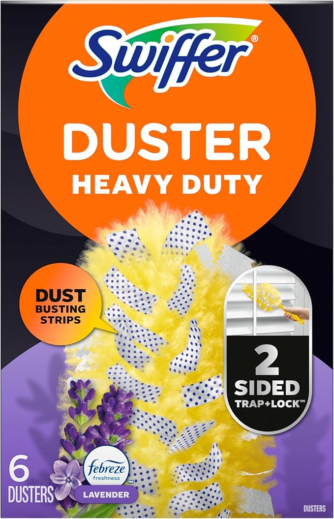 Swiffer Dusters Heavy Duty, Multi-Surface Duster Refills for Cleaning, Lavender, 24 Count (4 Packs of 6)