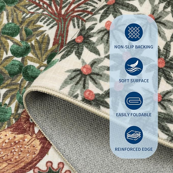 GarveeHome Area Rugs 8x10 for Living Room, Jungle Animal Large Washable Rug Soft Non Slip Backing Floor Mat Carpet Indoor Thin Accent Rug for Bedroom Dining Room Playroom Nursery Home Decor
