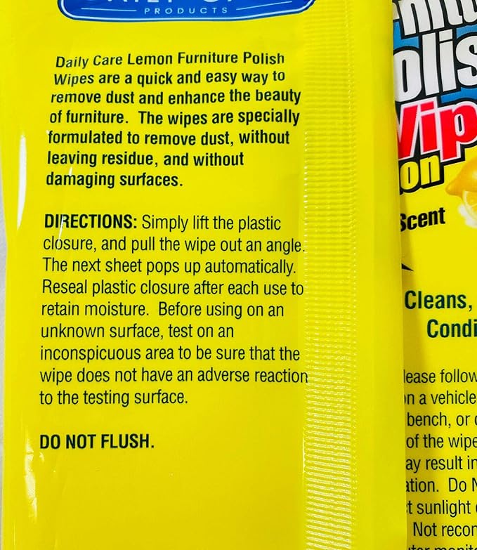 4 Pack - 42 Ct Lemon Scent Wood Furniture Polish Wipes Duster Cleaner - Dust & Shine