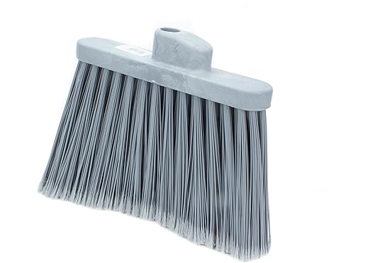 SPARTA Plastic Broom Head, Angled, Flagged for Small Debris Indoor, Outdoor, Home, Restaurant, Lobby, Office, 12 Inches, Gray