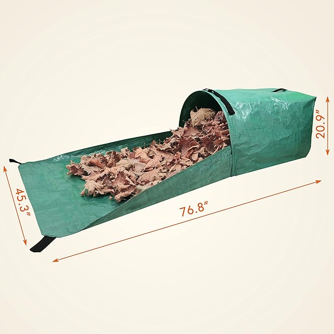 Gardzen 2-Pack Large Yard Dustpan-Type Garden Bag with Traps for Collecting Leaves - Reusable Heavy Duty Gardening Bags, Lawn Pool Garden Leaf Waste Bag - 53 Gallon Per Bag