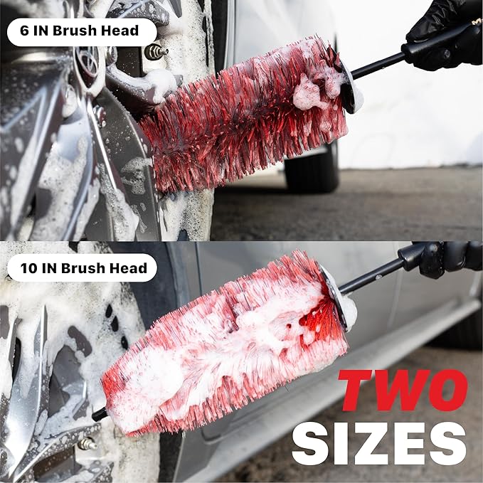 Maxshine 6” Universal Bristle Wheel & Rim Brush – Short PP Handle with Soft Durable Bristles – Quick, Safe & Cleaning Tool for Wheels, Rims, Exhausts & Engine Bays – Detailing for Cars, Trucks & SUVs