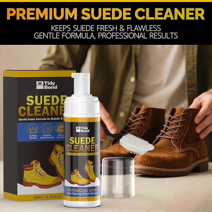 Suede Cleaner Kit – Premium Shoe Cleaner for Suede & Nubuck Shoes, Boots, Bags, Purses & Furniture – Safe, Non-Toxic Formula with Brush & Towel – Removes Stains, Salt & Dirt – 200ml