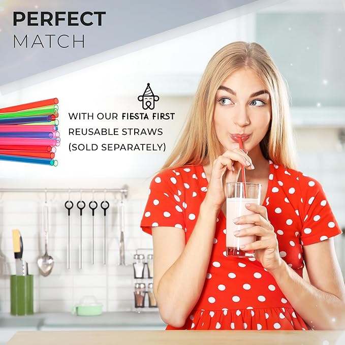 Heavy Duty Cleaning Brushes Set of 4 - Extra Long Straw Cleaners for Metal and Plastic Reusable Drinking Straws, to Clean Small Spaces, Sippy Cups, Water Bottles - Sturdy Hard Brush Bristles