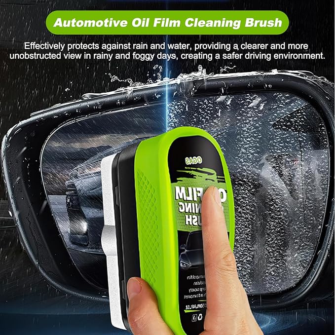Automotive Oil Film Cleaning Brush, 2026 New Car Windshield Oil Film Remover for Car Windows Includes 1 Refill Bottle, Glass Coating Cleaner Board, Anti-Rain Fog, Improves Clarity (1pcs)
