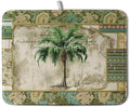 Palm Tree Kitchen Dish Drying Mat for Dishes 18x24 Inch Summer Vintage Tropical Leaves Green Jungle Plant Drying Mat Botanical Dish Drainer Mat Super Absorbent Dish Rack Pad for Coffee Bar Sinks