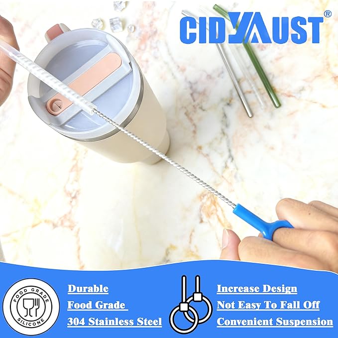 Straw Cleaner Brush Set Multi-Size(10+12 Inch),Heavy Duty Straw Brush Cleaner with 3mm Thick Steel Wire,Straw Cleaning Brush with Flexible 2mm Steel Wire for Baby Bottle and Bendable Straws,6 Pcs.