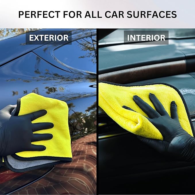 The Pro Stuff® Car Detailing Microfiber Towels - 600 GSM Thick Plush Auto Towels | Super Soft Dual-Sided for Cleaning, Washing, Buffing | Tagless, Scratch-Free, Lint Free Cloth (16"x16") | 12 Pack