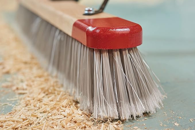 Harper 24 Inch Indoor Push Broom, Premium Heavy Duty Smooth-Surface Floor Cleaning with Flagged Bristles, Home and Garage Sweeping, Gray