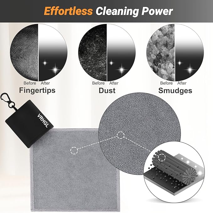2 Sided Portable Glasses Cleaner Cloth Keychain,Reusable 6X 6-Inch Glasses Cleaning Kit Travel,Microfiber Eye Glasses Lens Cleaning Cloth Wipes Kit with Pouch,Black