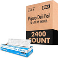 2400 Count Pre-Cut Deli Foil Sheets – 12” Heavy-Duty Pop-Up Aluminum Sheets for Restaurants, Burritos, Hot Dogs, Sandwiches – Stock Your Home
