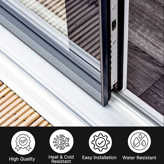 KC Hardware Premium Vinyl Sliding Door Track with Stainless Steel Cover - Ideal for Glass and Screen Doors, Home Improvement and Patio (72 Inches, Black)