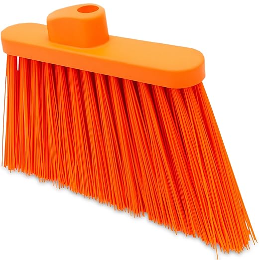 SPARTA Plastic Broom Head, Angled, Un-Flagged for Large Debris Indoor, Outdoor, Home, Restaurant, Lobby, Office, 12 Inches, Orange, (Pack of 12)
