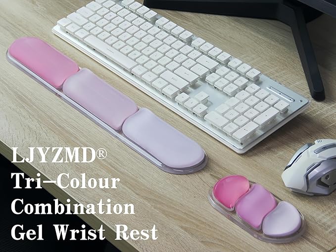 Ergonomic Cooling Gel Wrist Rest Pad for Computer Keyboard and Mouse, Arm Support with Non-Slip Base for Desk Cute Accessories (Classic, Red, Suitable for Keyboardand Mouse Set)