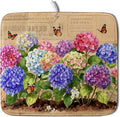 Vintage Hydrangea Dish Drying Mat Watercolor Floral Microfiber Absorbent Dish Drying Pad for Kitchen Counter Small