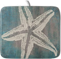 Giwawa Vintage Starfish Dish Drying Mat Coastal Beachy Nautical Drainer Rack Mat 16"x18" Absorbent Washable Dish Dry Pad for Kitchen Counter Sink