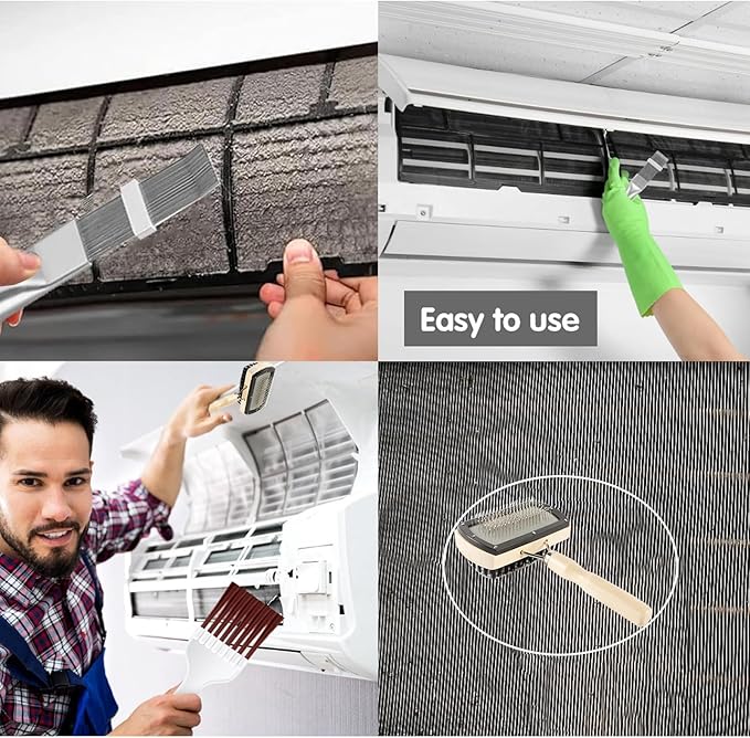 3 in 1 Set Air Conditioner Condenser Fin Comb，Refrigerator Coil Cleaning Brush Supplies, Stainless Ac Coil Cleaner, Evaporator Coil Cleaner, Evaporator Radiator Refrigerator Repair,Cleaner Tool Kit