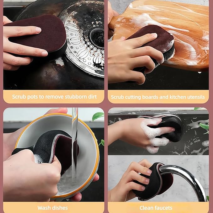 3 Pack Carbide Sponge Dish Sponge for Kitchen, Heavy Duty Carborundum Magic Cleaning Sponge for Dishes Eraser Scrub, Emery Wipe for Removing Cleaning Burnt Pots and Pans, Scouring Pad