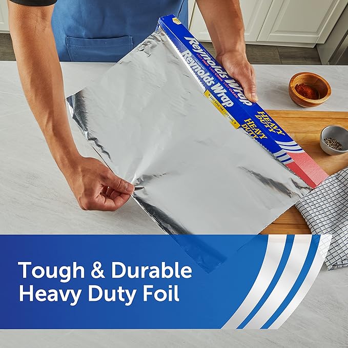 Reynolds Wrap Heavy Duty Aluminum Foil Roll, 18" x 75 ft, Silver, 20/Carton
