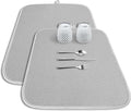 Kitsure Dish Drying Mat - 2-Pack Washable Microfiber Drying Mat for Kitchen Counter, 3-Layer Ultra Absorbent Pad with a Hanging Hook, 20" x 14", Light Gray