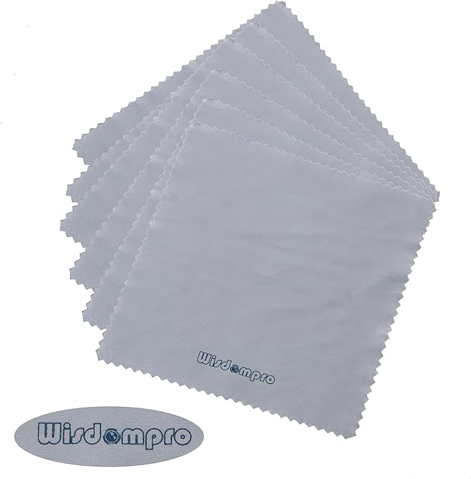 Wisdompro 12-Pack 4.75 x 4.75 Inches Microfiber Cleaning Cloth for Camera Optical Lens, Glass, Cell Phone, iPad, Tablet, Laptop, LCD TV, Computer Screen, Monitor and Other Device Surface