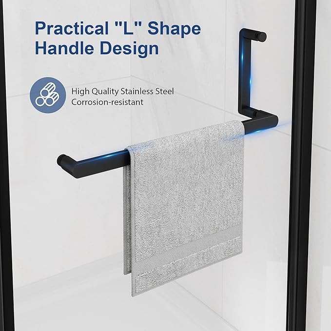 KPUY Pivot Shower Door, 26-28" W x 72" H Frameless Single Swing Glass Shower Door with Explosion-Proof Film Nano Coating, 1/4" (6mm) Thick Tempered Clear Glass, Matte Black