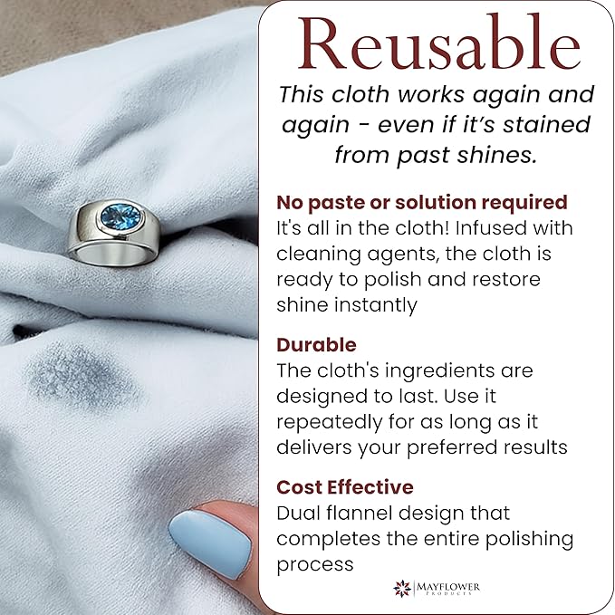 Pro Size Polishing Cleaning Cloth Made in USA for Gold, Silver, Platinum. Pure Cotton Eco Friendly Tarnish Remover Cleaner Large 11 x 14 Inch. Shines Jewelry Like New. Cleans Coins Watches Silverware
