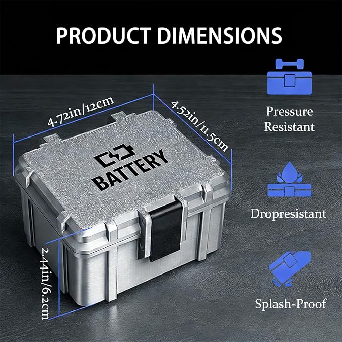 Battery Storage Case for 12 AA and 18 AAA Battery, 3D Printing PETG Waterproof Hard Case Batteries Caddy Organizer Holder, Alkaline Batteries Storage Holder for Household Outdoor, Silver