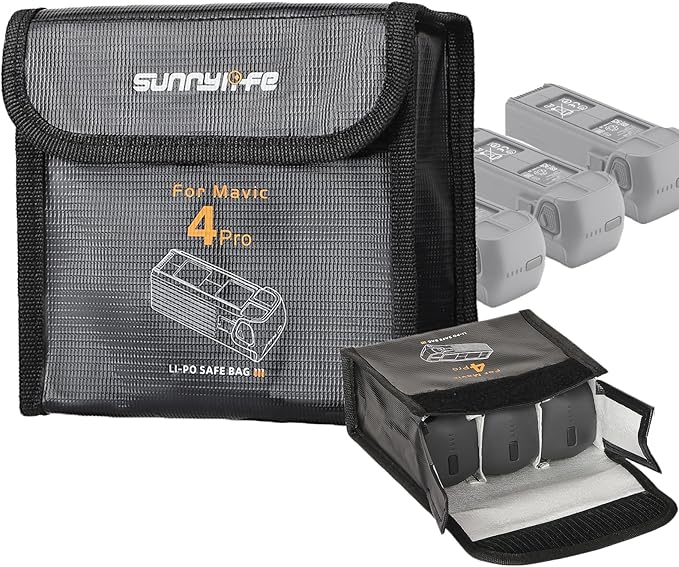 Fireproof Battery Safe Bag for DJI Mavic 4 Pro Accessories, Drone Mavic 4 Pro Battery Storage Guard Safe Pouch for Charge and Storage (For 3 batteries)