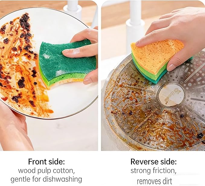 6 Pack Heavy Duty Kitchen Sponge Dish Sponges Double-Sided Dishwashing Scrub Sponges (Green)