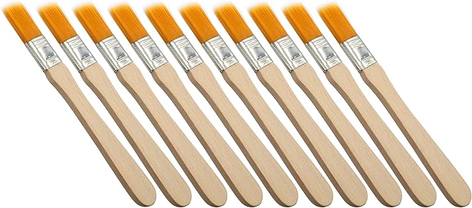 LBY 10pcs Household Cleaning Dusting Brush,135mm(5.31'') Paint Brush Small Size Keyboard Brush Computer Notebook Dusting Brush, Yellow Natural Bristles, Wooden Handle