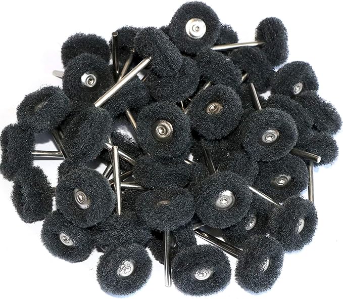 50pcs Abrasive Buffing Polishing Wheel Set for Rotary Tool with 3mm Shaft,Mini scouring pad Brush Polishing kit, Removal of Rust,Deburring on Metal Surface (grit 400 Black 50pcs)