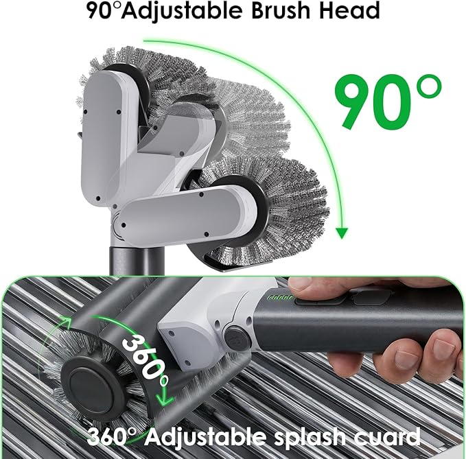 Electric Grill Brush for Outdoor Grill: 3-Speed Power Control BBQ Grill Brush, Cordless BBQ Grill Cleaning Brush with 90° Adjustable, 90 Mins Runtime,for Burnt-On Grease & Grill Grates