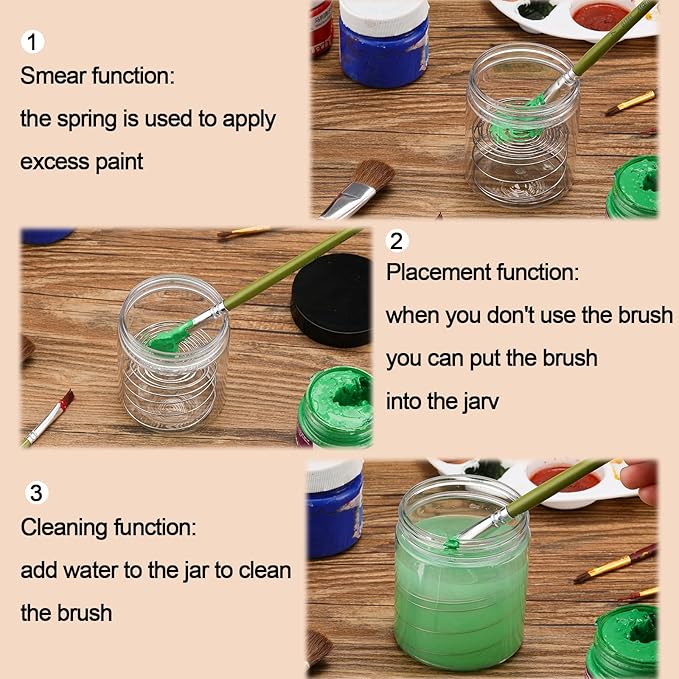 Honeydak 2 Pcs Paint Brush Cleaner with Aluminum Coil, Brush Cleaning Tank for Painting Water Oil Acrylic Art Supplies
