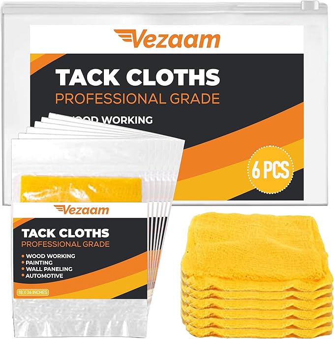 Tack Cloths - 6 Pcs, Remove Dust, Sanding Particles, Clean & Polish, Ideal for Woodworking & Painting, 18x36 (6)