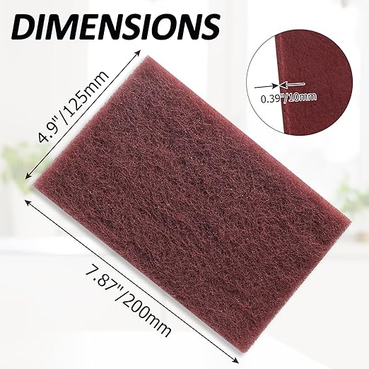 BokWin 6Pcs Red Scuff Pads Very Fine Grade General Purpose Sanding Hand Pads 200 x 125mm/8" x 5"