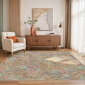 Floral Rug for Living Room Bedroom, 4x6 Washable Rug, Vintage Boho Style, Large Non Slip & Low Pile Wool Carpet for Indoor Dining Room, Girls Room, Nursery Room and Kids Room(Boho Multi 4x6ft)