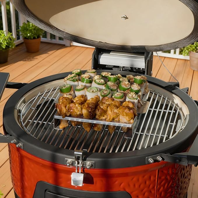 Skyflame Jalapeno Grill Rack with Handle and Chili Pepper Corer Tool - Large 36 Holes Capacity Stainless Steel Drumstick Chicken Wings Roaster for BBQ Smoker and Oven