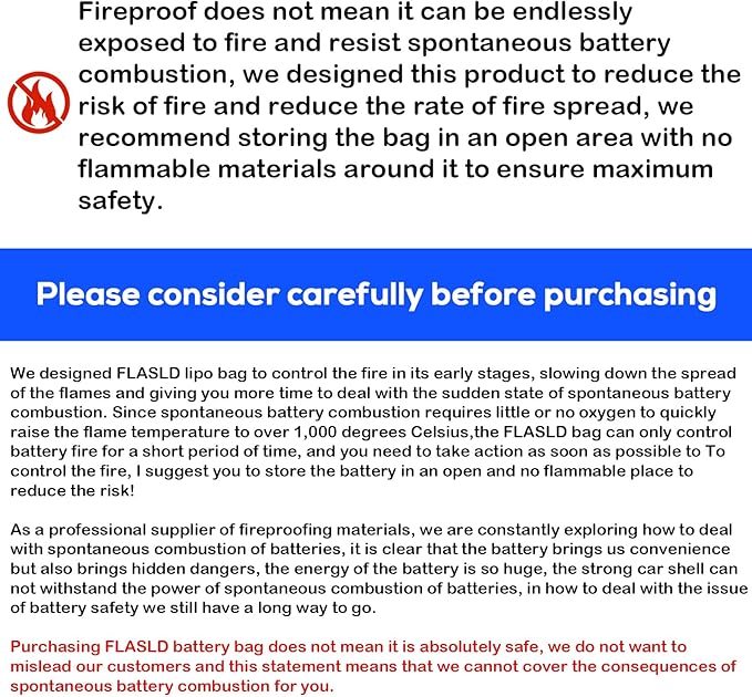 FLASLD Fireproof Explosionproof Lipo Bag with Charge Port - Large Capacity Lipo Battery Storage Guard Safe Pouch