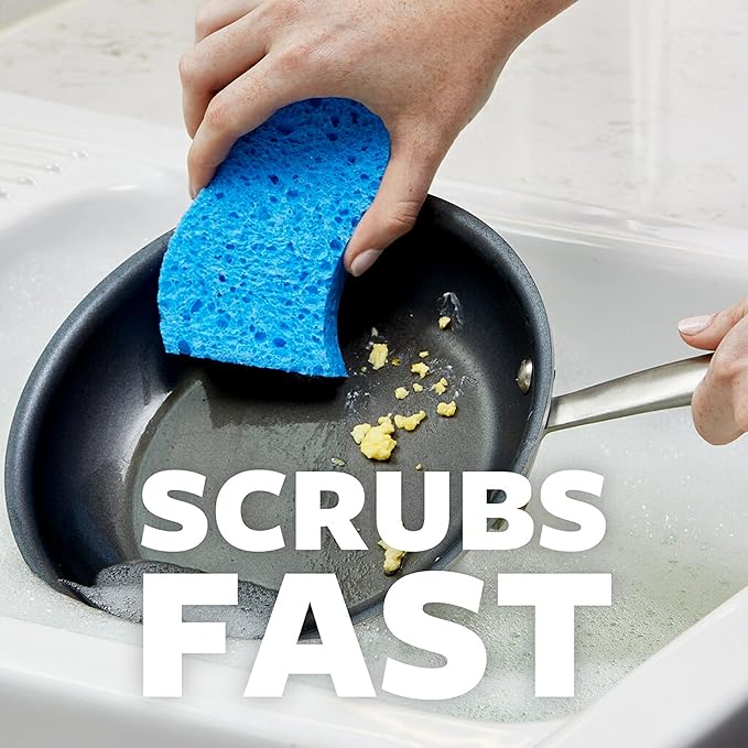 Scotch-Brite Scrub Dots Non-Scratch Scrub Sponge, Rinses Clean, for Washing Dishes and Cleaning Kitchen, 3 Scrub Sponges (Pack of 2)