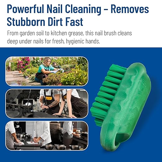 SPARTA 5 Inch Hand and Nail Brush with Stiff Polyester Bristles, Polypropylene Body, Color Coded Scrub Brush for Commercial Foodservice and Industrial Use, Green (Pack of 12)
