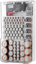 Battery Organizer Storage Box with Tester,Clear Lid Battery Organizer Storage Case Holder Holds 93 Batteries Battery Storage Box Battery Carrying Case（Batteries are Not Included）