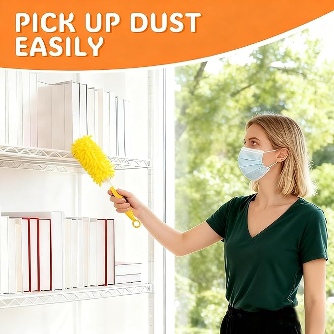 Reusable Duster Pads Compatible with Swiffer Hand Duster, 360 Duster Refill, Heavy Duty Duster Refills, Microfiber Dusters Refills for Swiffer Extended Handle, 2 Pack (Handle is Not Included)