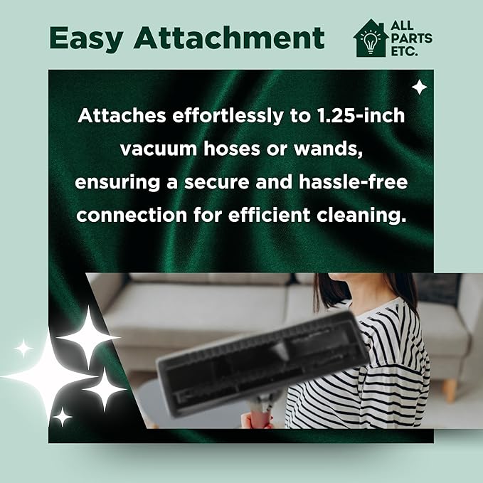 Universal Upholstery Vacuum Attachment - Compatible with 1.25” Vacuum Hoses & Shop Vac, Bissell, Nutone, Eureka, Beam, Central Vacuums & More