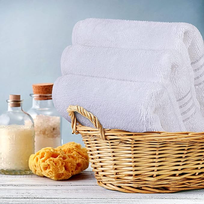 Utopia Towels Wash Cloths Set, 12 by 12 Inches, 100% Cotton Ring Spun, Highly Absorbent and Soft Feel Washcloths for Bathroom, Spa, Gym, and Face, 12 Pack White