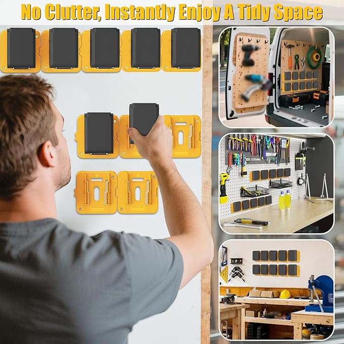Battery Mount Holder Compatible for Dewalt 20V 60V Battery Dock Holder Fit for DCB200 DCB203 DCB206 Batteries- 10 Pack