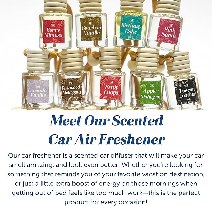 C&E Craft Co Hanging Car Air Freshener Diffuser 2 Pack, Long Lasting Fragrance Oil Car Freshener, Glass Bottle Auto Air Freshener, Made in USA (Morning Coffee)