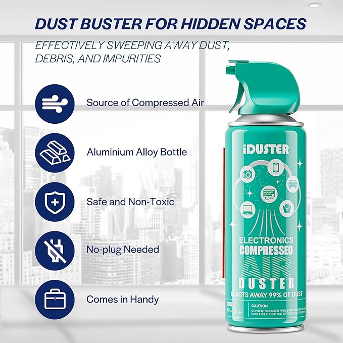 Disposable Compressed Duster, Computer Cleaner, Keyboard Cleaner, 1 Pack, 10 oz